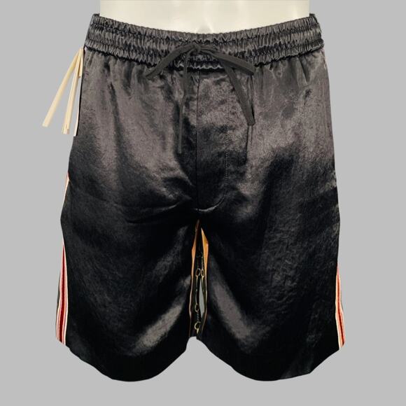 GUCCI Size 28 Gold Black Stripe Acetate Joggers Shorts - Picture 1 of 9